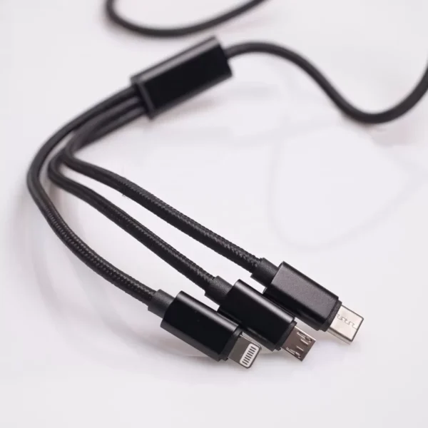Cable USB Triplug 3-en-1 USB-A vers Micro-USB / USB-C / Lightning - NOIR – Image 6