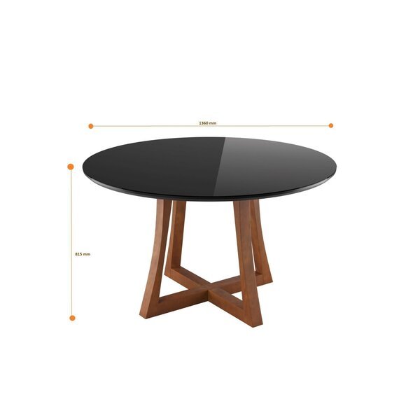 Table à manger Anna 136x136x76 cm Noir bois massif – Image 3