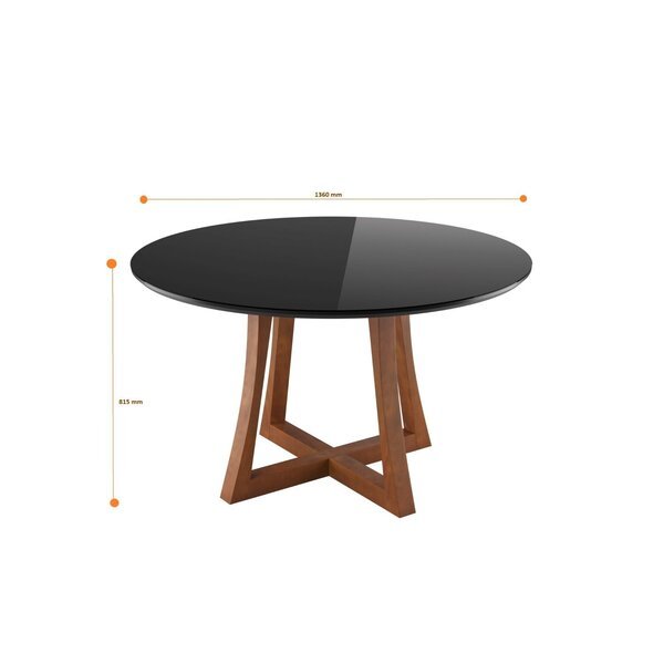 Table à manger Anna 136x136x76 cm Noir bois massif – Image 2