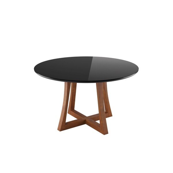 Table à manger Anna 136x136x76 cm Noir bois massif