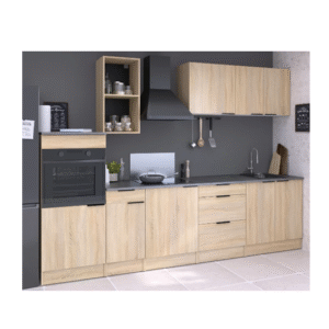 Meubles de cuisine Fumay décor chêne - plan de travail aspect béton