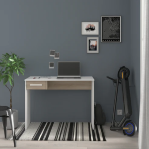 Bureau 1 tiroir Milo L101 x H73 x P50 cm Chêne Blanc