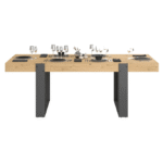 Table à manger Travis 220CM pied métal Oak Gris Foncé