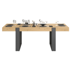 Table à manger Travis 220CM pied métal Oak Gris Foncé