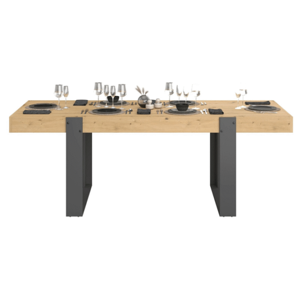 Table à manger Travis 220CM pied métal Oak Gris Foncé