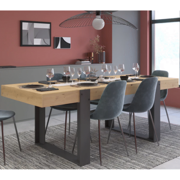 Table à manger Travis 220CM pied métal Oak Gris Foncé – Image 4