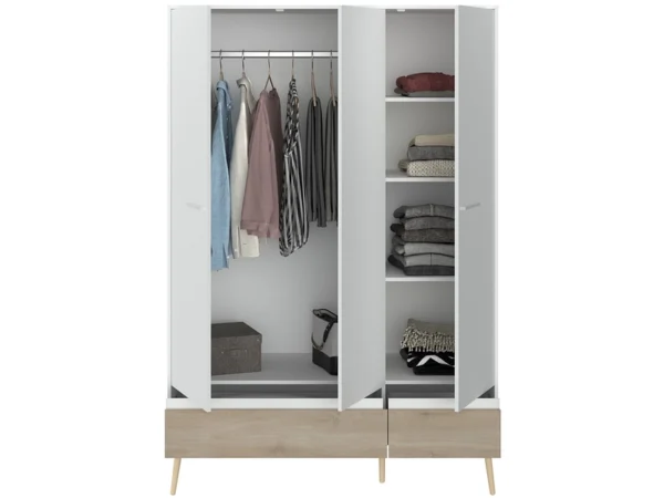 Armoire 3 portes Aalborg 3500AR3P 134,9x200,3x54 cm Blanc Chêne – Image 7