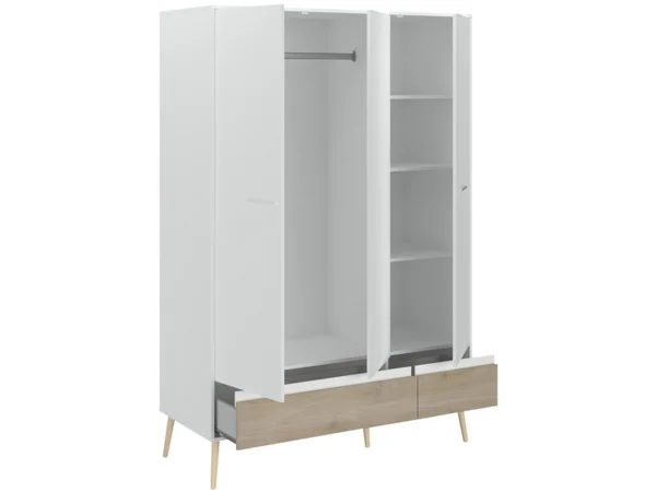 Armoire 3 portes Aalborg 3500AR3P 134,9x200,3x54 cm Blanc Chêne – Image 6