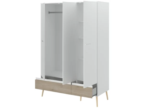Armoire 3 portes Aalborg 3500AR3P 134,9x200,3x54 cm Blanc Chêne – Image 5