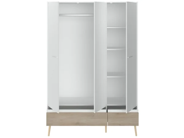 Armoire 3 portes Aalborg 3500AR3P 134,9x200,3x54 cm Blanc Chêne – Image 4