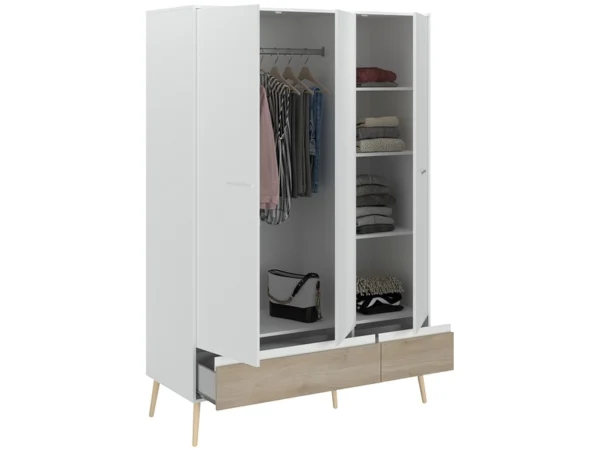 Armoire 3 portes Aalborg 3500AR3P 134,9x200,3x54 cm Blanc Chêne – Image 3