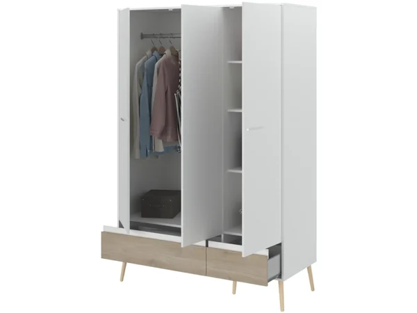 Armoire 3 portes Aalborg 3500AR3P 134,9x200,3x54 cm Blanc Chêne – Image 2
