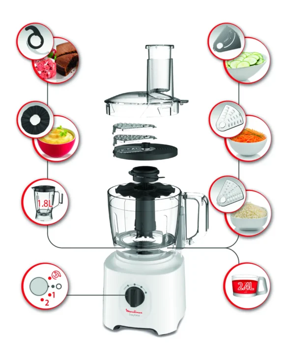 Robot multifonction 1.4L Moulinex Easy Force FP246110 Blanc – Image 7