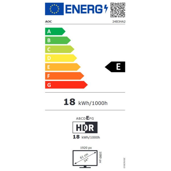Ecran 23.8" AOC 24B3HA2 HDMI/VGA - Noir – Image 2