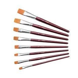 Pinceau brosse poils synthétiques N°18 Ferrule aluminium Manche court Bois