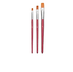 Sachet de 3 pinceaux brosse poils synthétiques Ferrule alu Manche bois