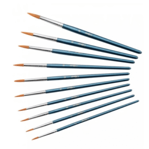 Pinceau rond poils synthétiques N°12 Ferrule alu Manche court Bois