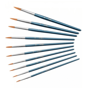 Pinceau rond poils synthétiques N°14 Ferrule alu Manche court Bois