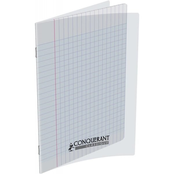 Cahier agrafe 17 x 22 cm 48P 90G Seyes Couverture en Polypro Transparent CONQUERANT