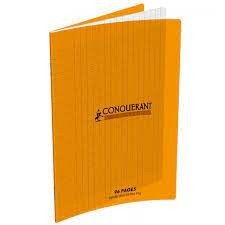 CONQUERANT Cahier 24x32cm Grands Carreaux  192 Pages Agrafes  POLYPRO Orang