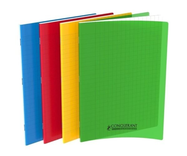 Lot de 4 Cahiers agrafes 24 X 32 cm 96P 90G Seyes Couverture Polypro Couleurs assorties CONQUERANT