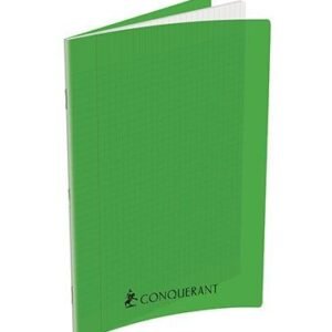 CONQUERANT Cahier 24x32cm Grands Carreaux  192 Pages Agrafes Polypro Vert