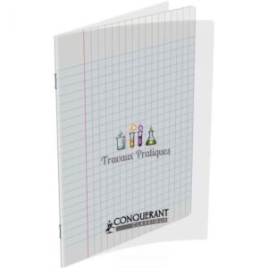 CONQUERANT Cahier de Travaux Pratiques 17x22cm Grands Carreaux Seyès/Uni Blanc