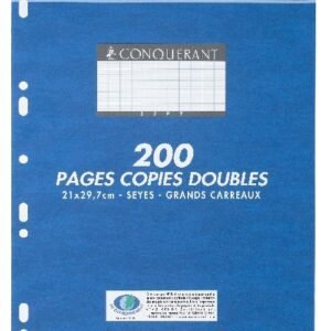 CONQUERANT Copies Doubles A4 Grands Carreaux Seyèes 200 Pages Sous Film Blanches