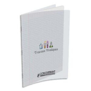 Cahier de Travaux Pratiques 17x22cm Grands Carreaux Seyès/Uni Blanc 64 Pages Agrafées Couverture Polypro Incolore