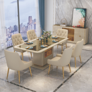 Table à manger 2000 x 1000 x 750 cm Beige Doré 90687