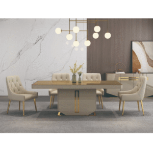 Table à manger 2000 x 1000 x 750 cm Beige Doré 90965