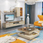 Table TV 2000 x 400 x 450 cm Deige Doré 92352