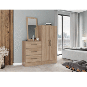 Armoire Commode 2 portes 3 tiroirs avec miroir 1150 x 1580 x 340 cm B700-198