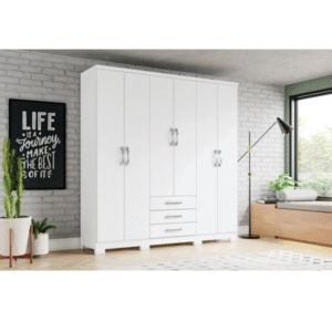 Armoire 6 portes 3 tiroirs 1805 x 2005 x 465 cm Blanc DA136-10
