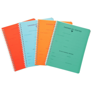 Cahier de Texte à Spirale 17x22 cm 124 Pages Grands Carreaux - Papier Blanc 90 g