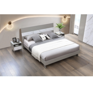 Lit 160 x 200 cm Blanc marbre Gris DZ31
