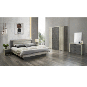 Chambre à coucher complète Lit 160 + 1 chevet + armoire 4 portes DZ35B