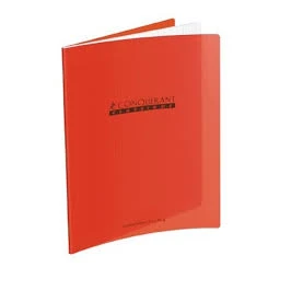 Cahier Classique 24x32cm 140 Pages agrafées Grands Carreaux Seyès Couverture Polypro Rouge - CONQUERANT