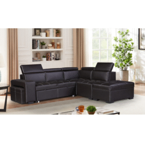 Canapé d'angle convertible avec coffre et 2 poufs 239 x 144 x 77 cm - Ottoman 92 x 61 x 44 cm ZY2088