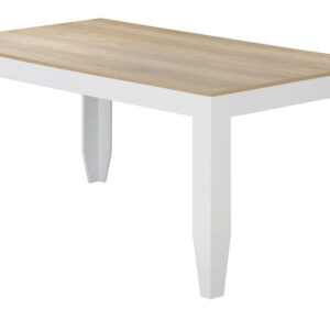 Table BIANCA / AF 6111 Structure en panneau de particules recouvert de papier décor coloris blanc / summer oak. Dimensions : 170x90xH76cm