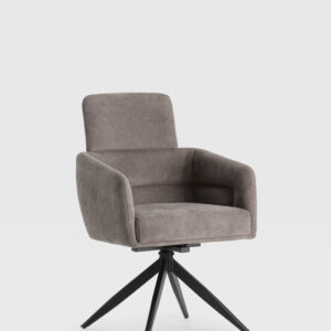 FAUTEUIL PIVOTANT AIXA GRIS FONCE/PIED NOIR / 17808 fauteuil en velours côtelé pieds métal 57x65 h92 cm
