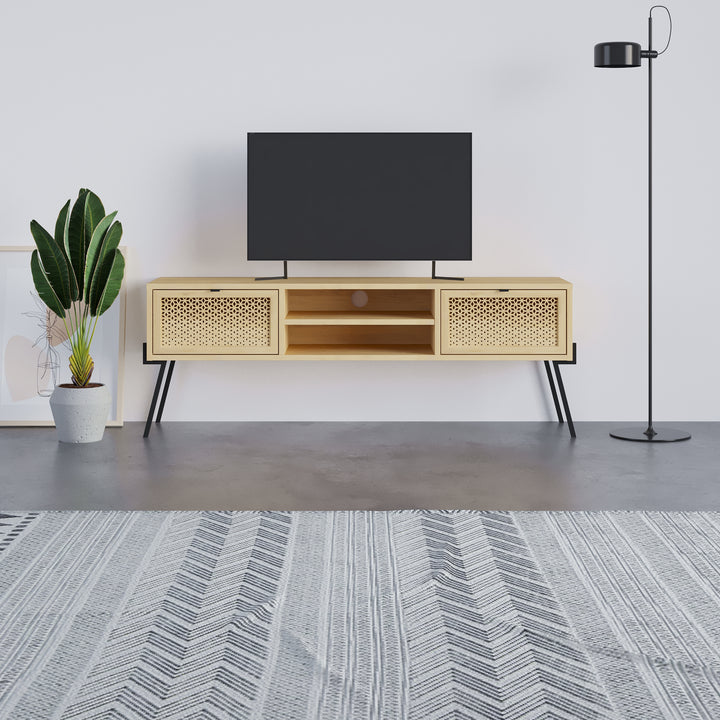 MEUBLE TV ECRIN 2P2N CHÊNE PIEDS EN MÉTAL / 17086 140 X 35 X 51 CM