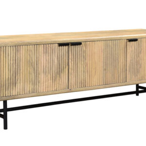 Meuble TV en bois de manguier / 16513 En BOIS DE MANGUIER MASSIF et piétement en métal. Dimensions : L145 x P40 x H50 cm LES + PRODUITS : Le charme du bois massif Bois traité et tropicalisé Ligne épurée Qualité de fabrication
