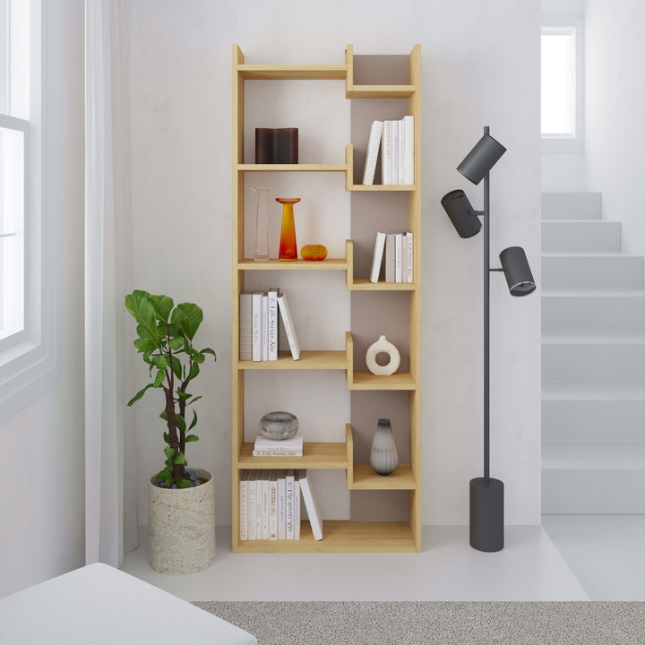BIBLIOTHÈQUE KLAPO CHÊNE/MOKA 5 ÉTAGÈRES / 17065 60 X 22 X 162 CM