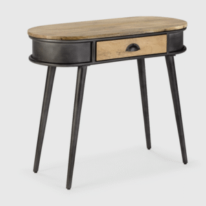 Console en bois de Manguier / 16518 En BOIS DE MANGUIER MASSIF et piétement en métal. Dimensions : 90x38x76cm LES + PRODUITS : Le charme du bois massif Bois traité et tropicalisé Ligne épurée Qualité de fabrication