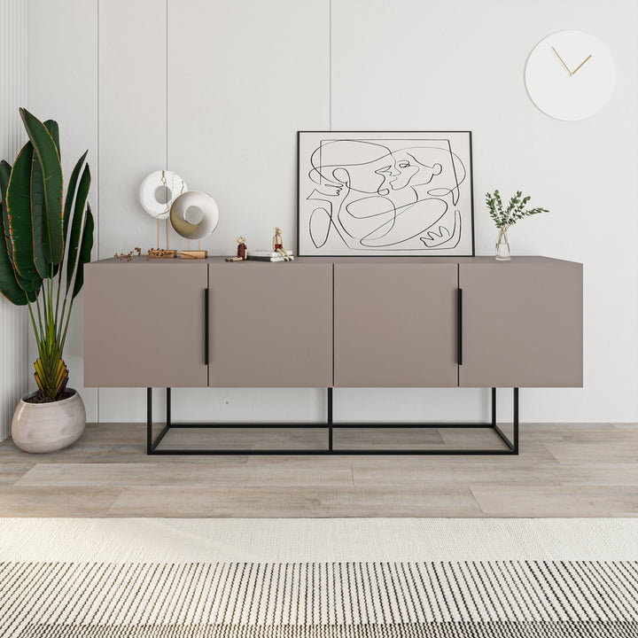 BUFFET TITAN 4P 200CM MOKA PIEDS EN MÉTAL / 17077 200 x 40 x 80 cm