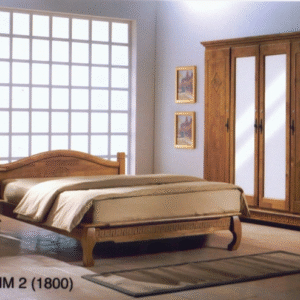 Lit en bois 2,5 places ODILIA / ODILIABED160 Structure en BOIS HÉVÉA MASSIF et placage en bois teinte PB oak. Pour matelas 160x200 cm