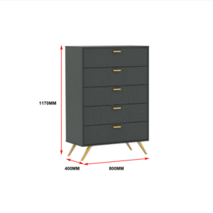 Commode SCANDI / LV19 COD1923MP-DG Structure en panneau de particules mélaminé recouverte de papier décor anthracite / noyer. Dimensions : 80x40xH117cm