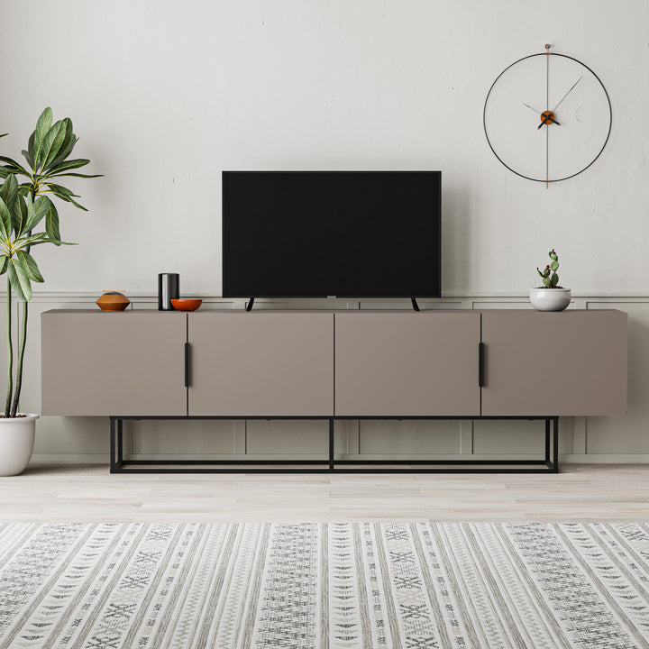 MEUBLE TV TITAN 4P 200CM MOKA PIEDS EN MÉTAL / 17060 200 x 35 x 55