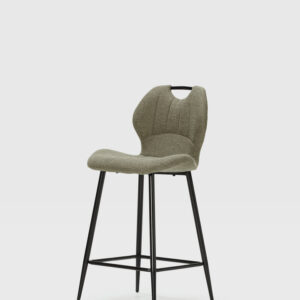 TABOURET MULI VERT/ 18627 Assise et dossier : Tissu. Piètement en métal laqué noir. Tissu : 100% polyester. Densité du siège : mousse de 28 kg. Densité du dossier : mousse de 20 kg. Dimensions produit : Longueur 48 cm x largeur 51 cm x Hauteur 65/96 cm - Poids net : 5,2 kg. Poids net total : 10,4 kg.